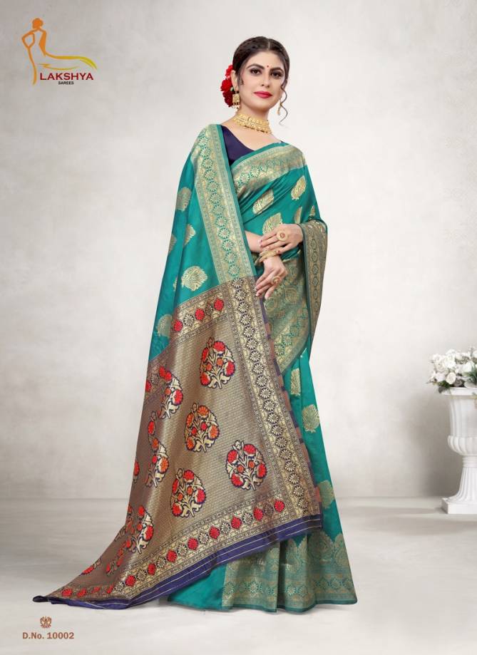 lakshya vidya vol 10 exclusive wear jacquard silk heavy latest saree collection